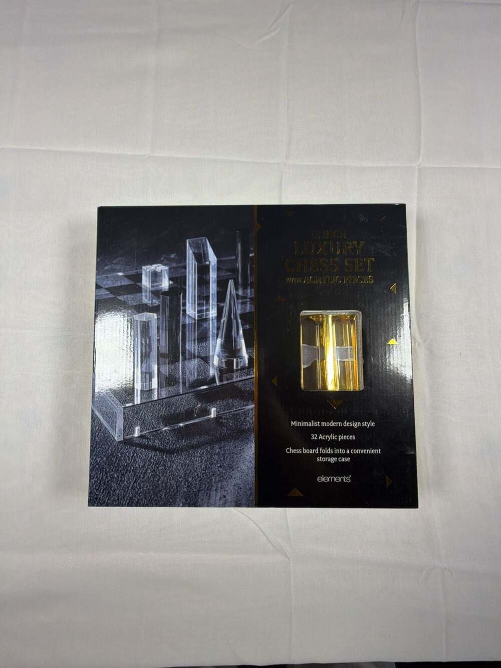 NEW Elements 12 Inch Luxury Chess Set with Acrylic Pieces